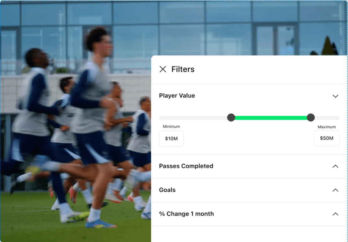 Side-by-side player comparison dashboard